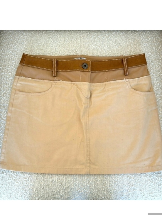 Miu Miu Dresses & Skirts - Miu Miu White Mini Skirt with Tan Waistband